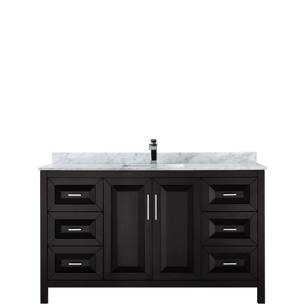 Daria 60" Single Vanity in Dark Espresso, Top, Square Sink, No Mirror