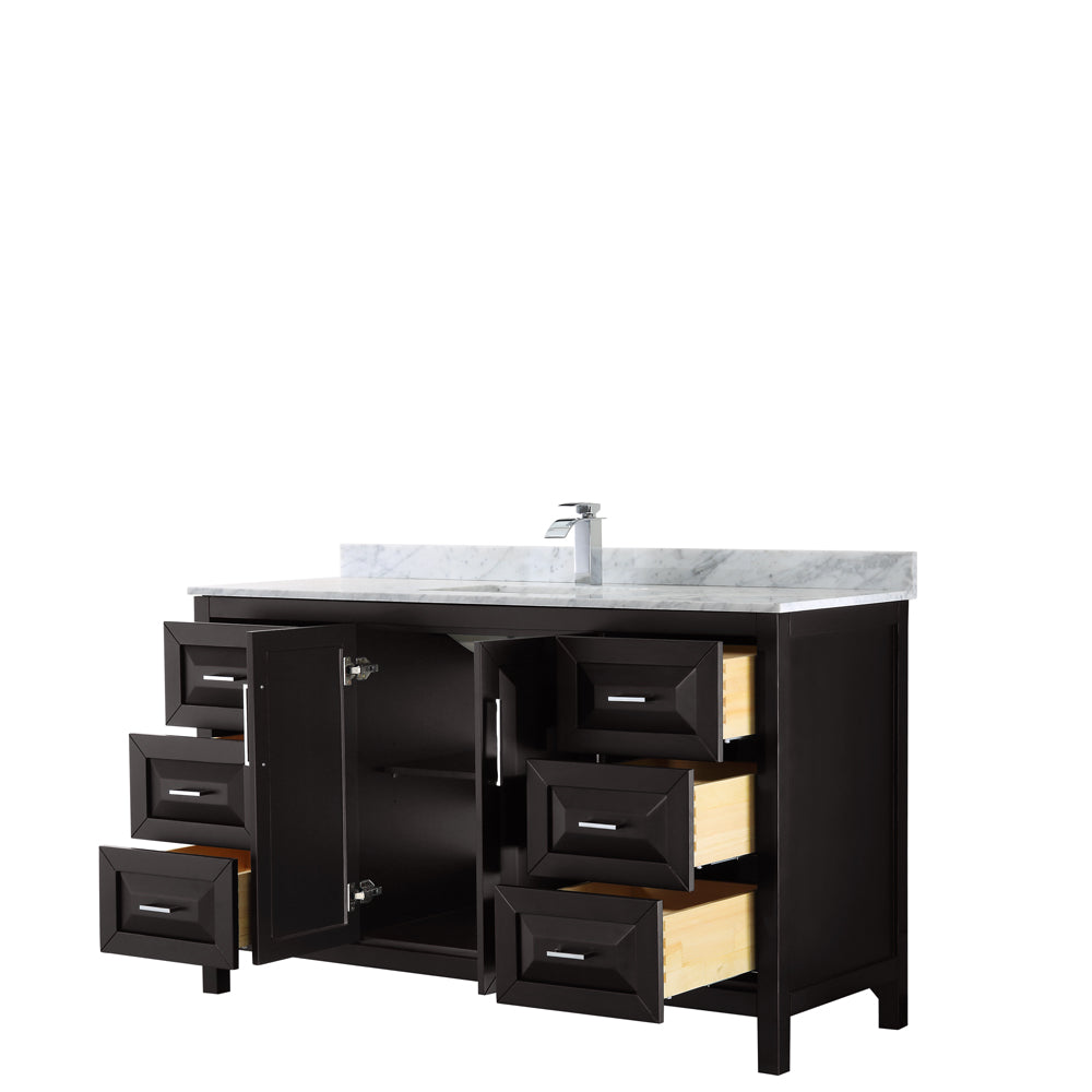 Daria 60" Single Vanity in Dark Espresso, Top, Square Sink, No Mirror