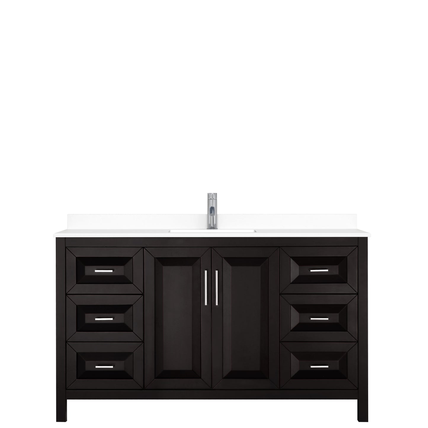 Daria 60" Single Vanity in Dark Espresso, White Cultured Marble Top, Sink