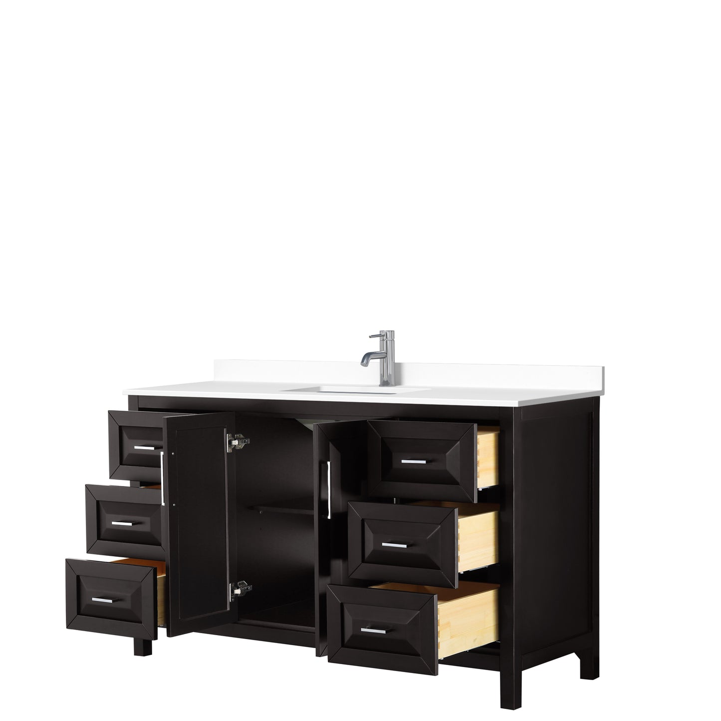 Daria 60" Single Vanity in Dark Espresso, White Cultured Marble Top, Sink