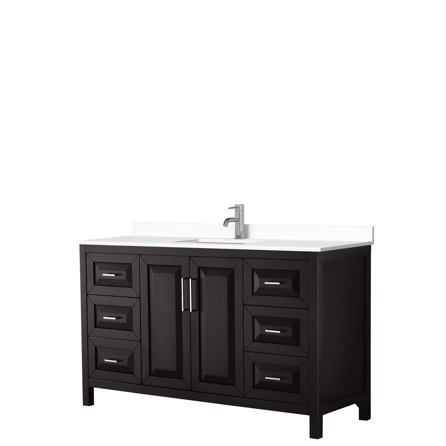 Daria 60" Single Vanity in Dark Espresso, White Cultured Marble Top, Sink