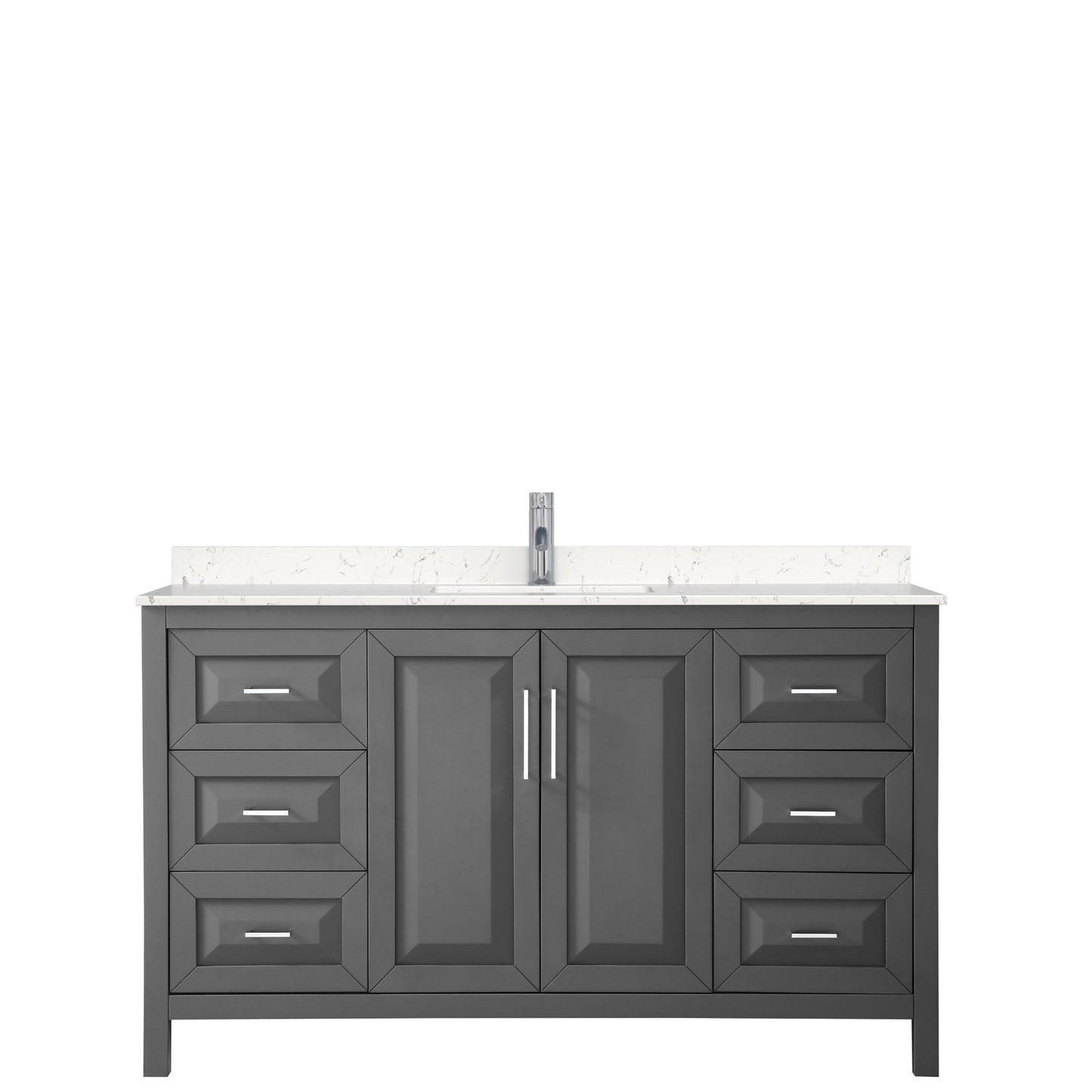 Daria 60" Single Vanity in Dark Gray, Carrara Cultured Marble Top, Sink