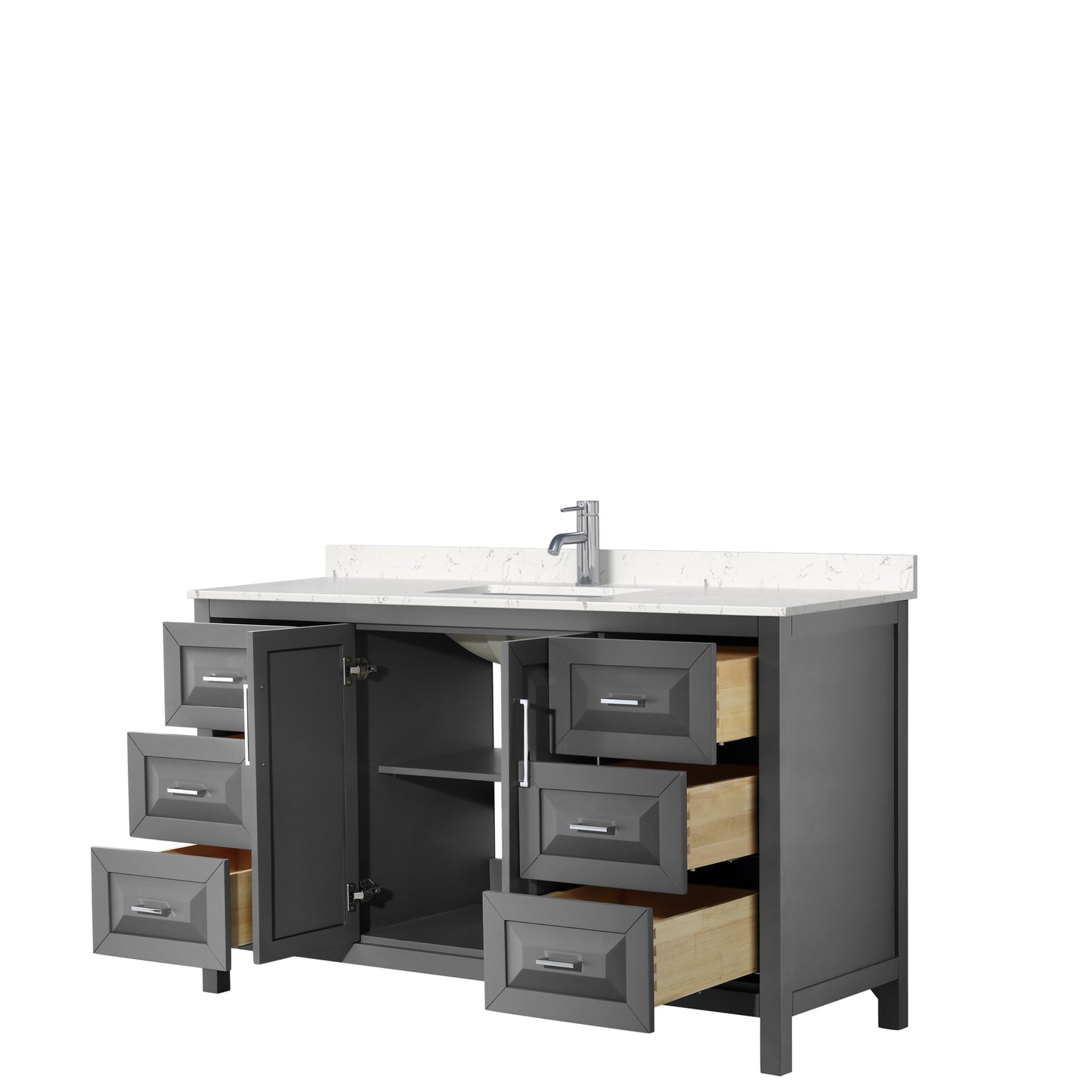 Daria 60" Single Vanity in Dark Gray, Carrara Cultured Marble Top, Sink