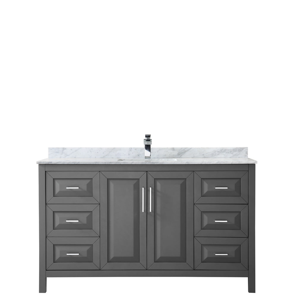 Daria 60" Single Vanity in Dark Gray, Top, Square Sink, No Mirror