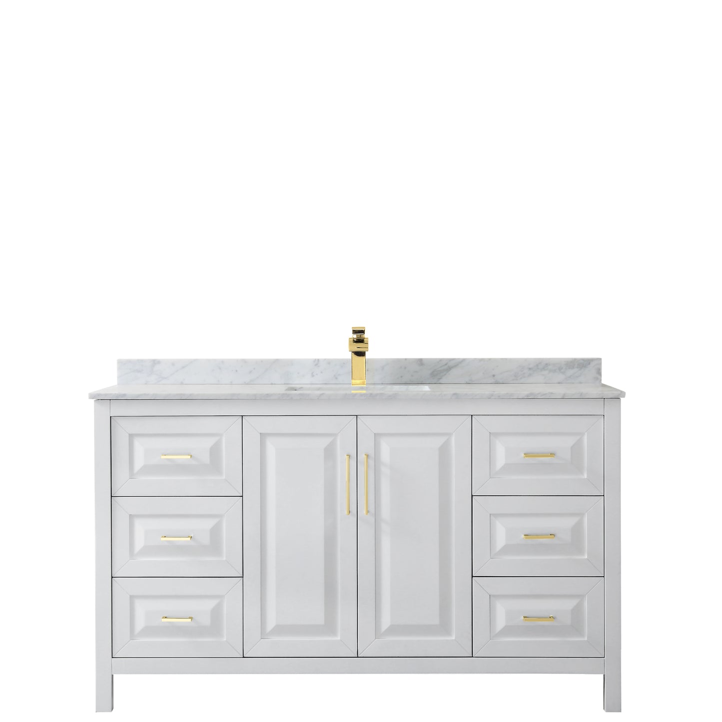 Daria 60" Single Vanity in White, Top, Square Sink, Brushed Gold Trim