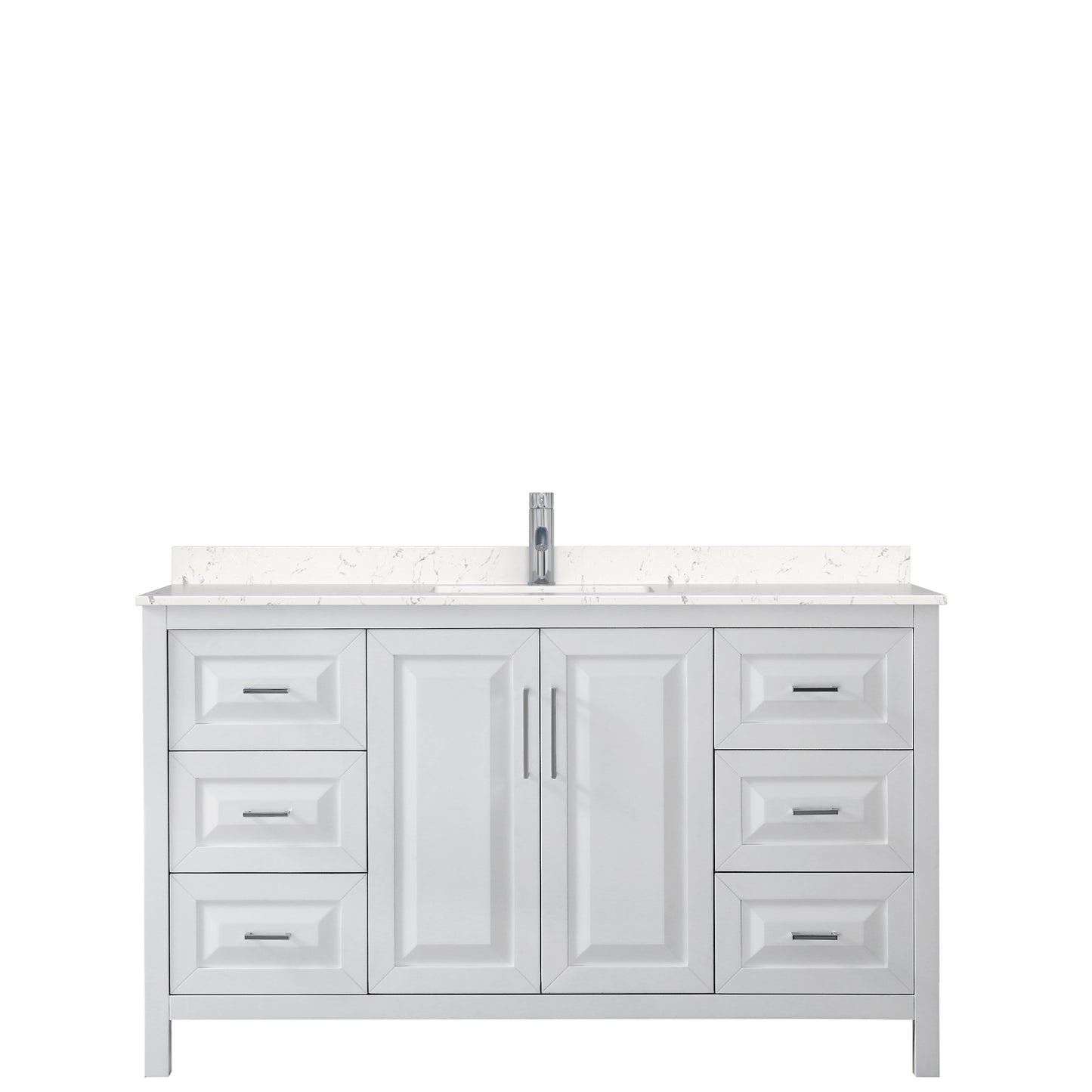 Daria 60" Single Vanity in White, Carrara Cultured Marble Top, Sink