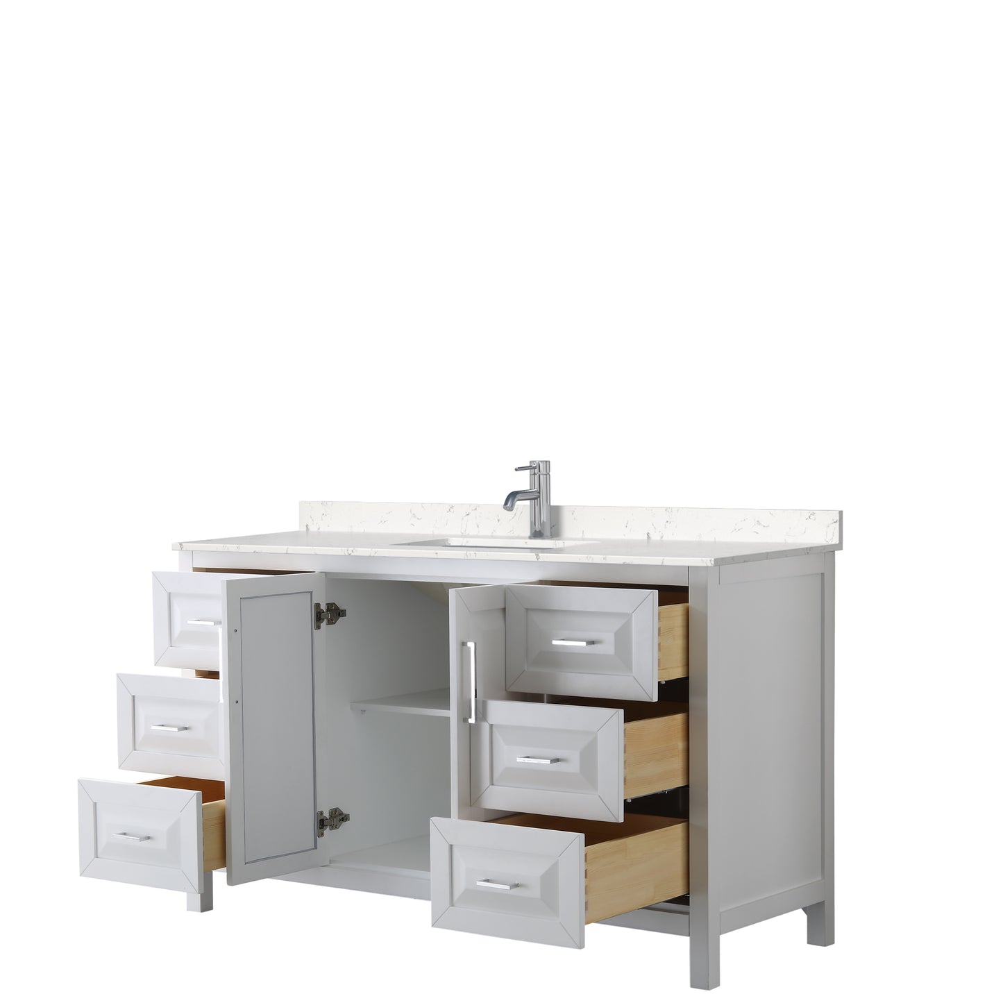 Daria 60" Single Vanity in White, Carrara Cultured Marble Top, Sink