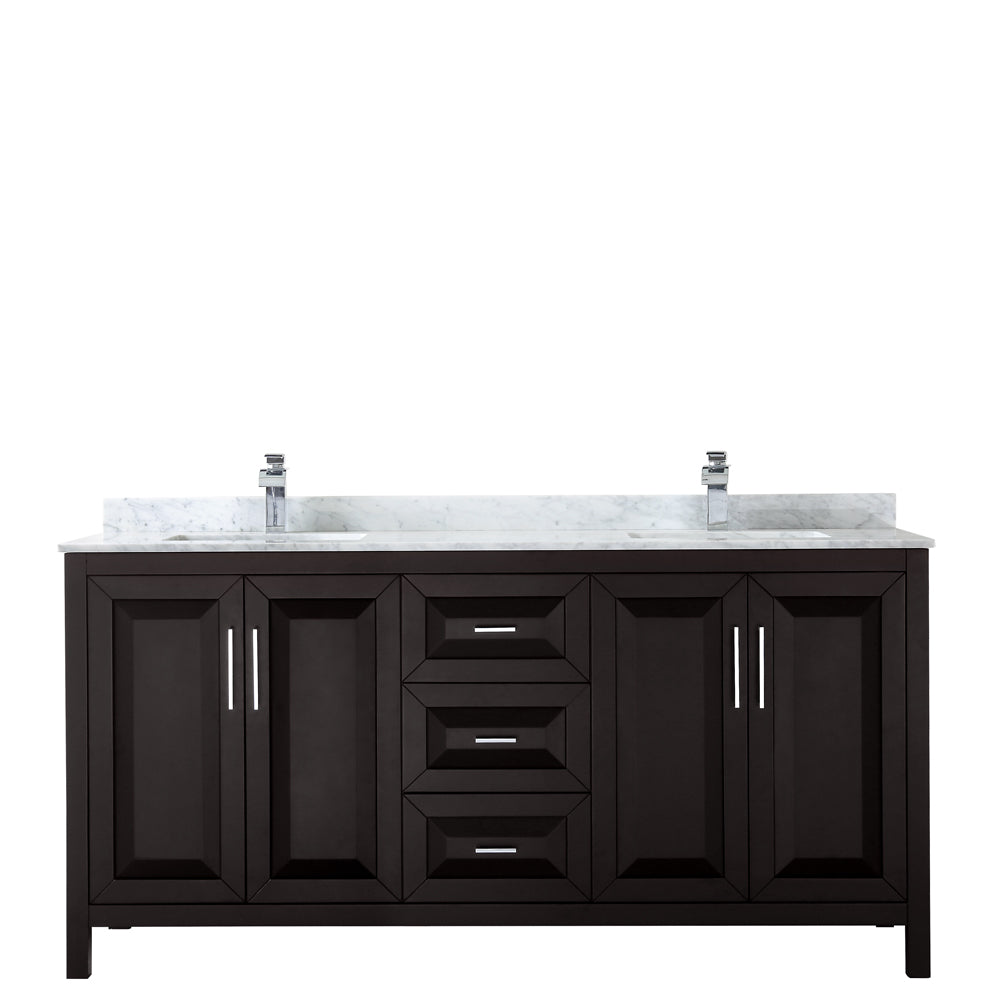 Daria 72" Double Vanity in Dark Espresso, Top, Square Sinks, No Mirror