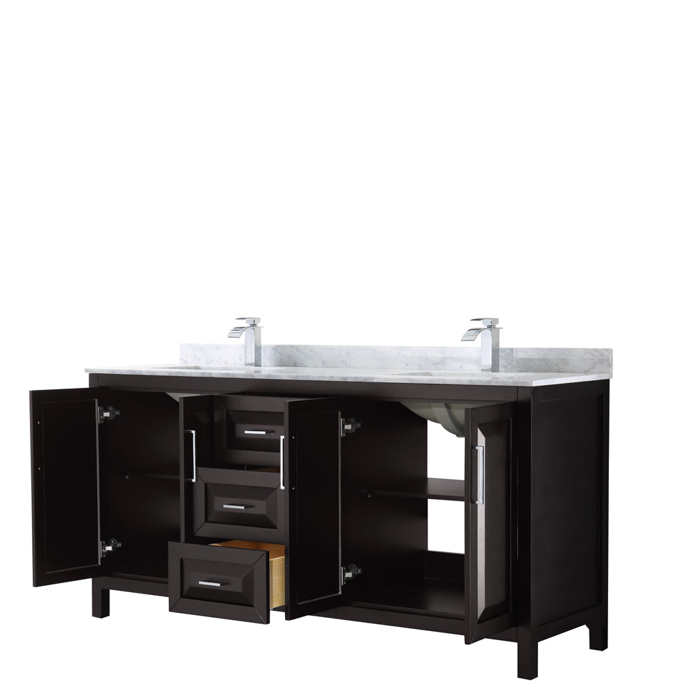 Daria 72" Double Vanity in Dark Espresso, Top, Square Sinks, No Mirror