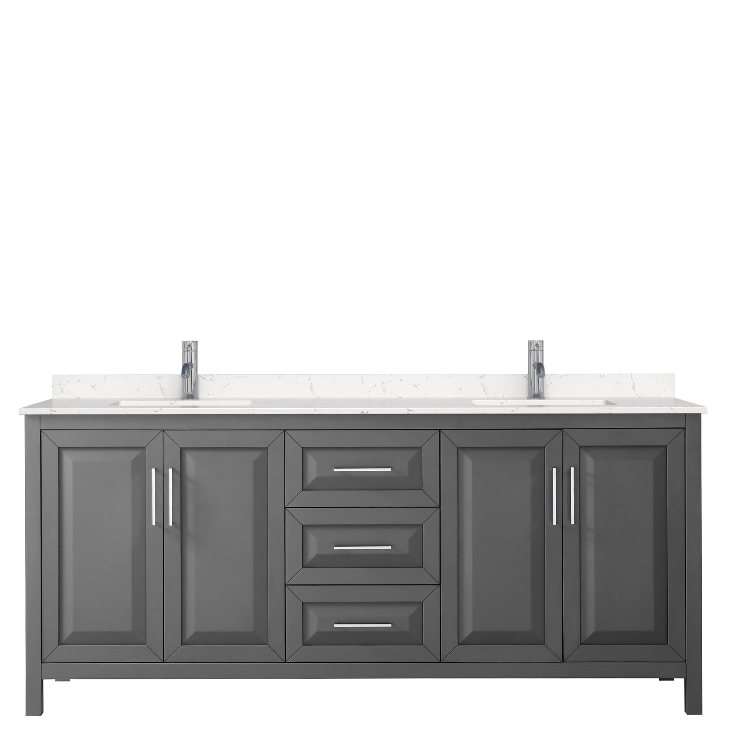 Daria 80" Double Vanity in Dark Gray, Carrara Cultured Marble Top, Sinks