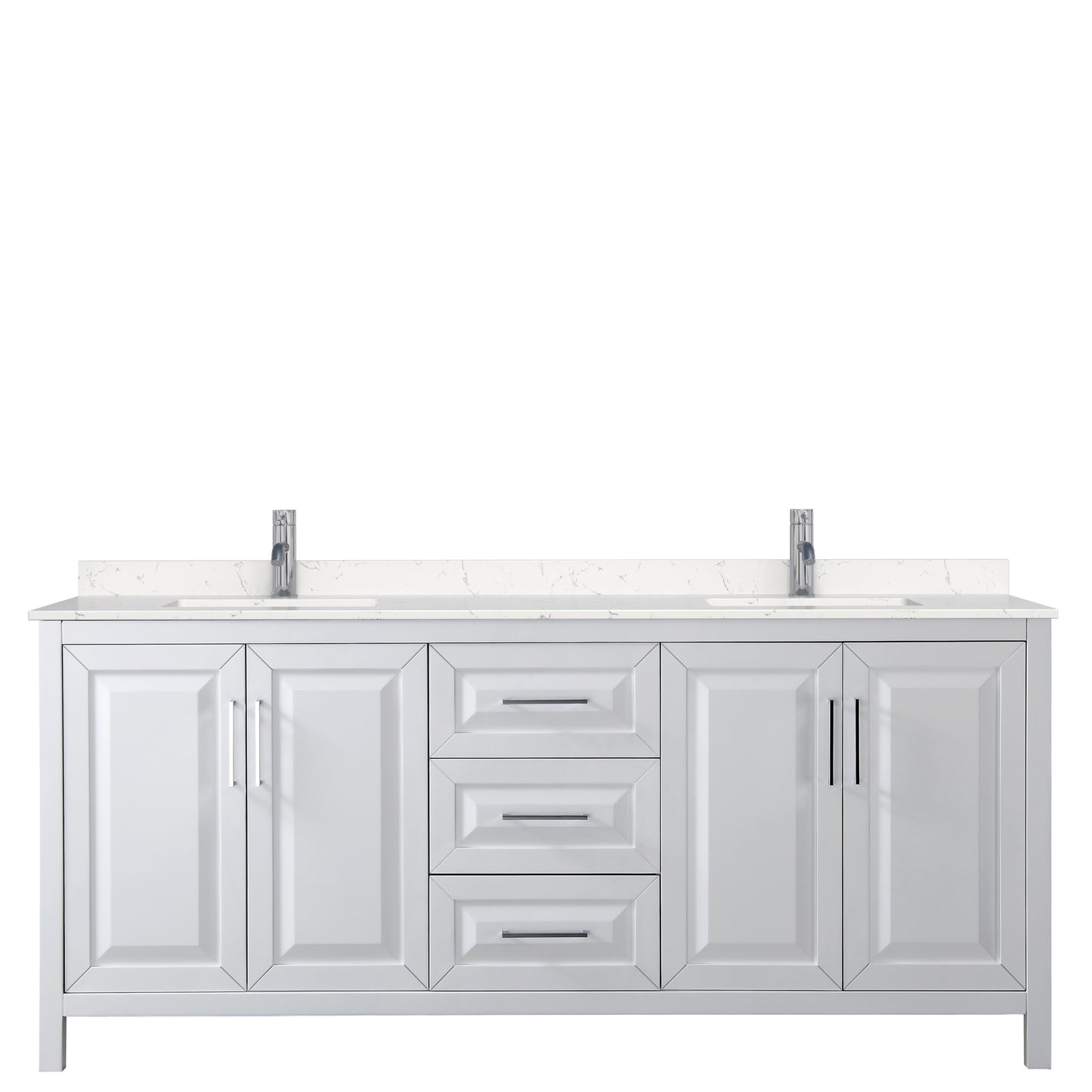 Daria 80" Double Vanity in White, Carrara Cultured Marble Top, Sinks