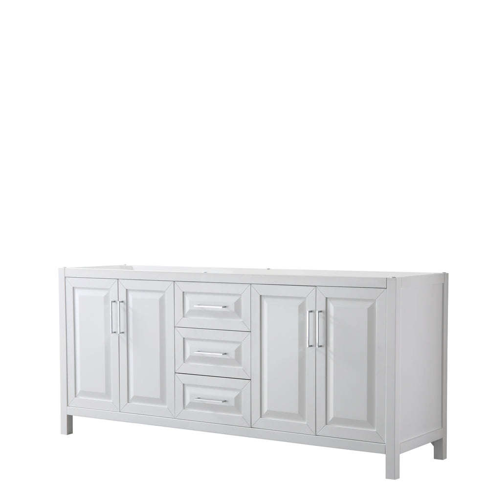 Daria 80" Double Vanity in White, No Top, No Sink, No Mirror
