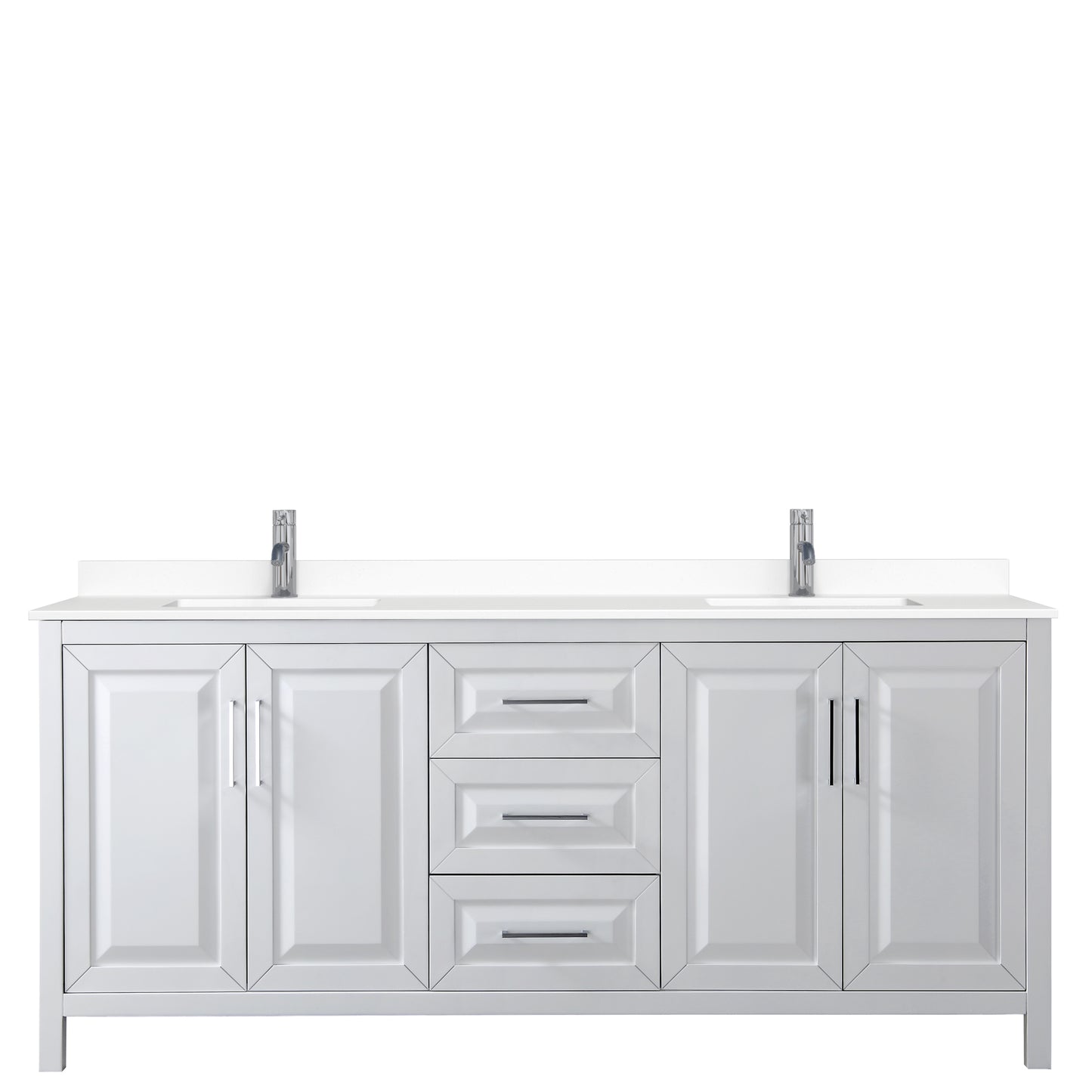 Daria 80" Double Vanity in White, White Cultured Marble Top, Sinks