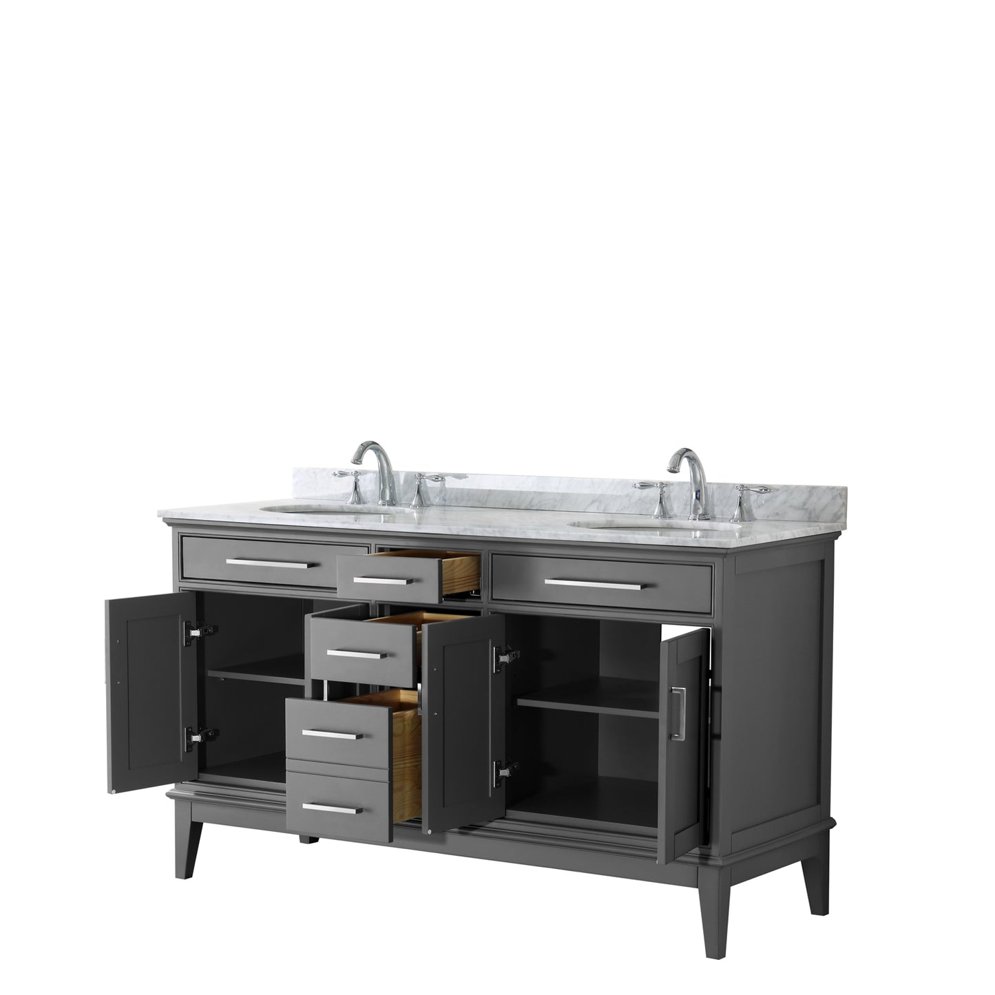 Margate 60" Double Vanity in Dark Gray, Top, Oval Sinks, No Mirror
