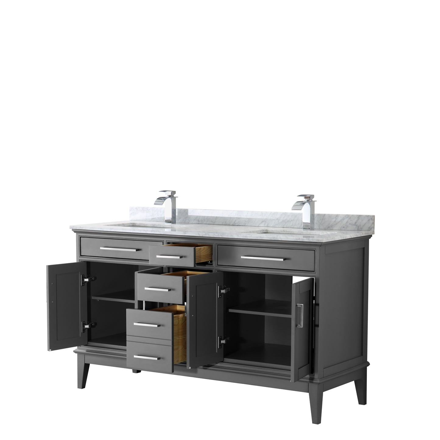 Margate 60" Double Vanity in Dark Gray, Top, Square Sinks, No Mirror
