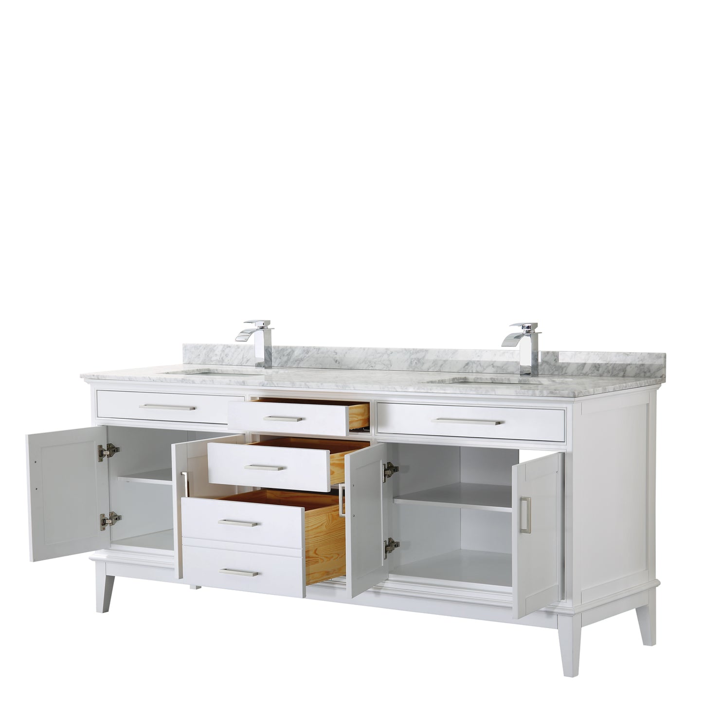 Margate 80" Double Vanity in White, Top, Square Sinks, No Mirror