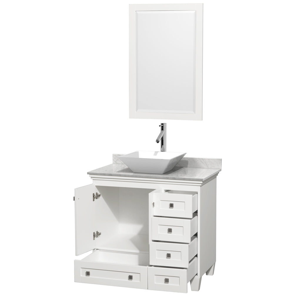 Acclaim 36" Single Vanity in White, Top, Pyra White Sink, 24" Mirror
