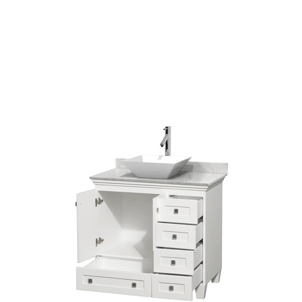Acclaim 36" Single Vanity in White, Top, Pyra White Sink, No Mirror
