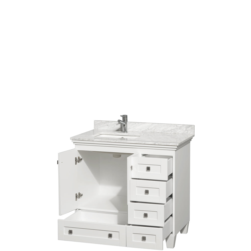 Acclaim 36" Single Vanity in White, Top, Square Sink, No Mirror