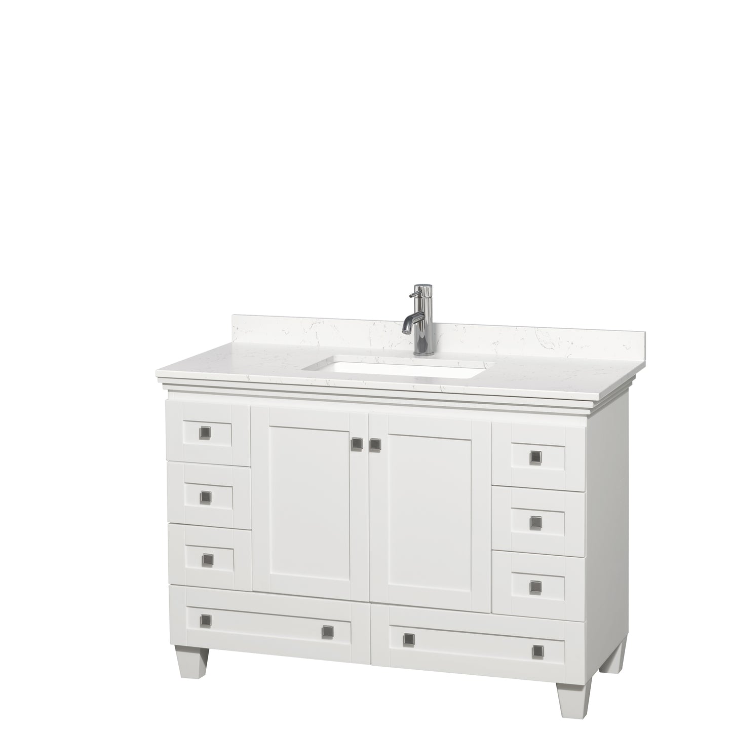 Acclaim 48" Single Vanity in White, Carrara Cultured Marble Top, Sink