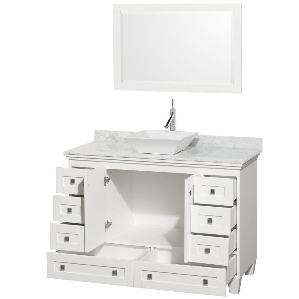 Acclaim 48" Single Vanity in White, Top, Pyra White Sink, 24" Mirror