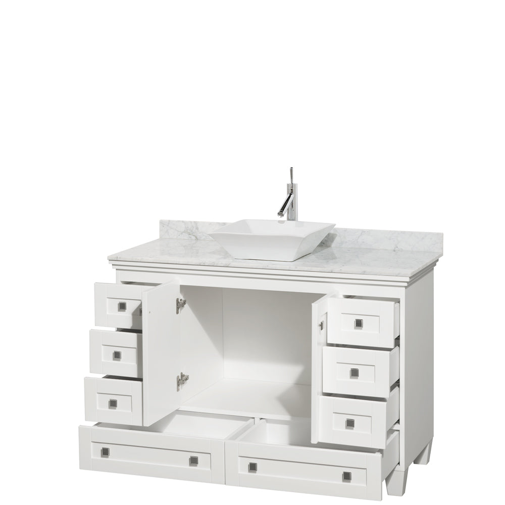 Acclaim 48" Single Vanity in White, Top, Pyra White Sink, No Mirror