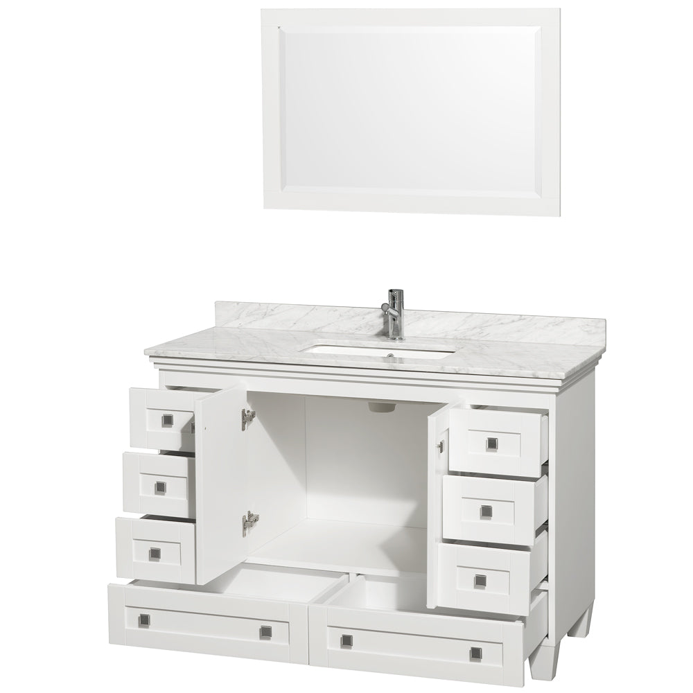 Acclaim 48" Single Vanity in White, Top, Square Sink, 24" Mirror