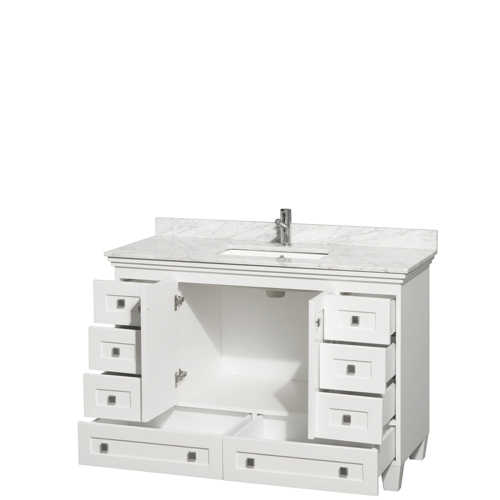 Acclaim 48" Single Vanity in White, Top, Square Sink, No Mirror
