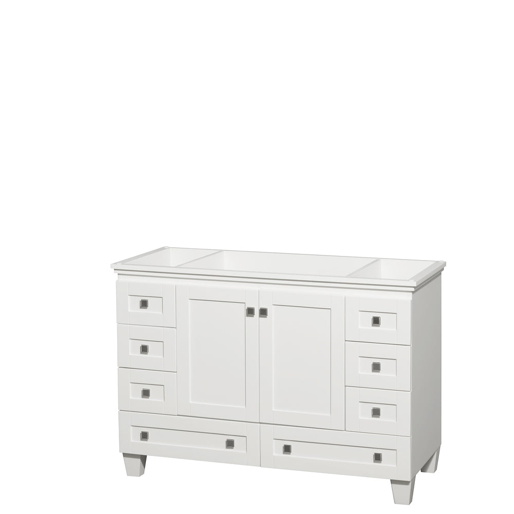 Acclaim 48" Single Vanity in White, No Top, No Sink, No Mirror