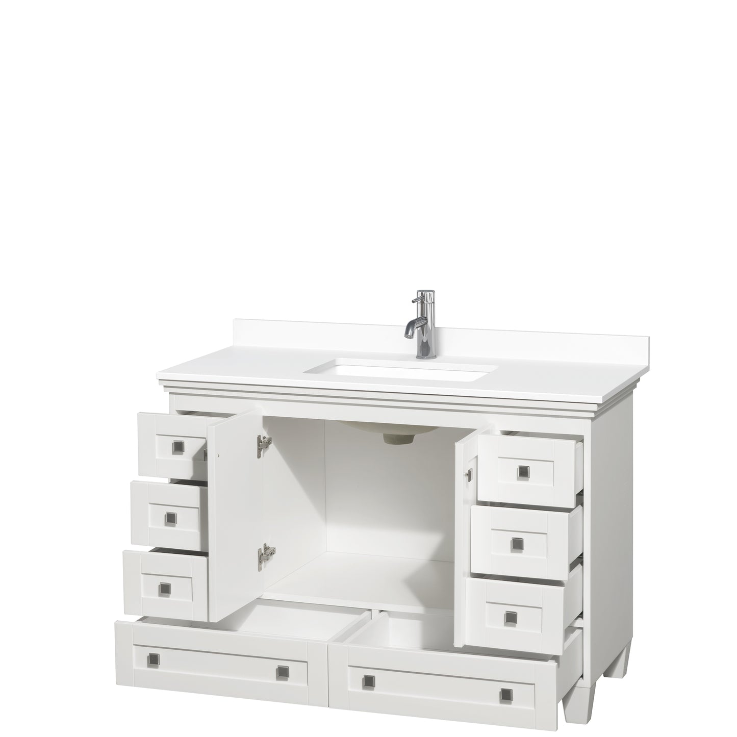 Acclaim 48" Single Vanity in White, White Cultured Marble Top, Sink