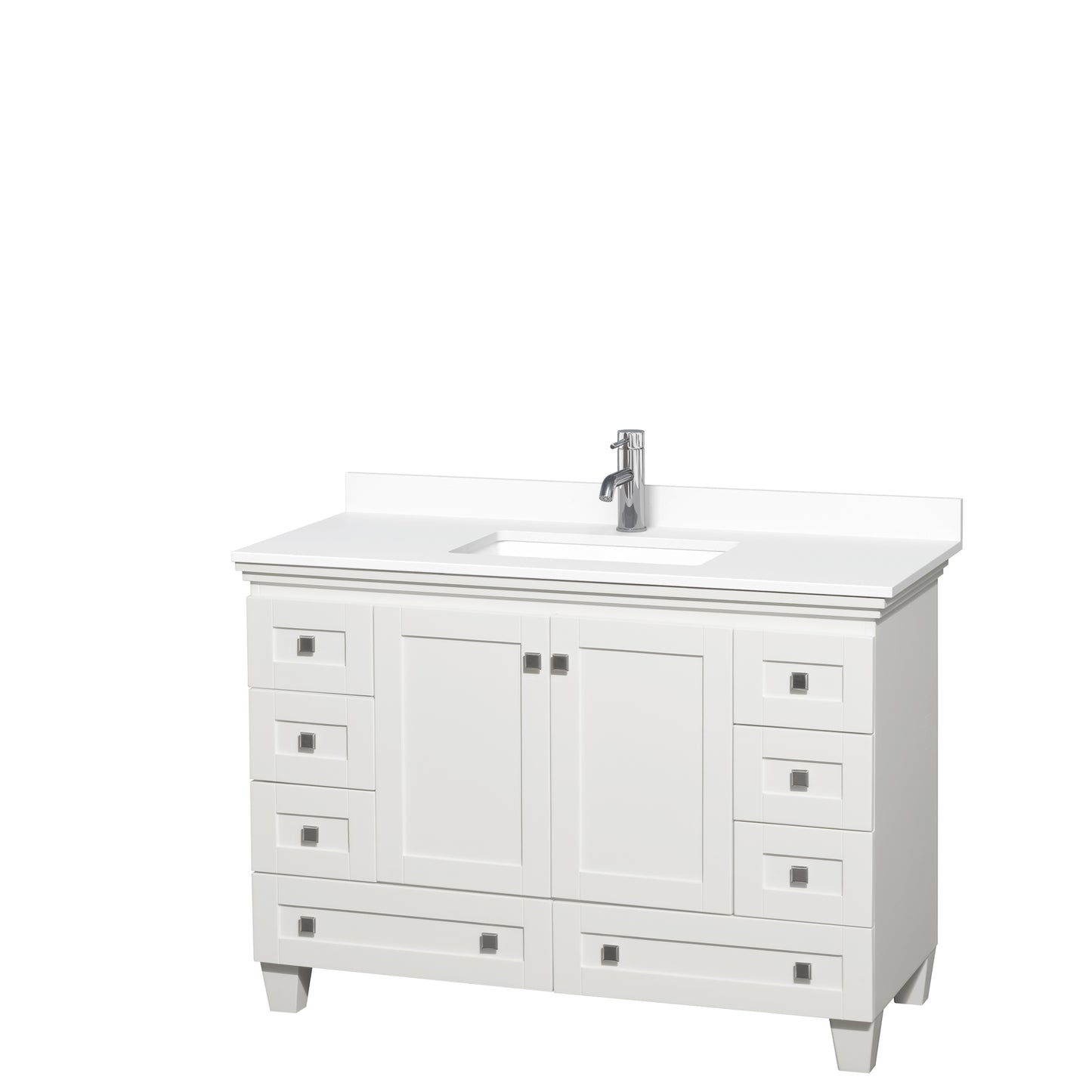 Acclaim 48" Single Vanity in White, White Cultured Marble Top, Sink