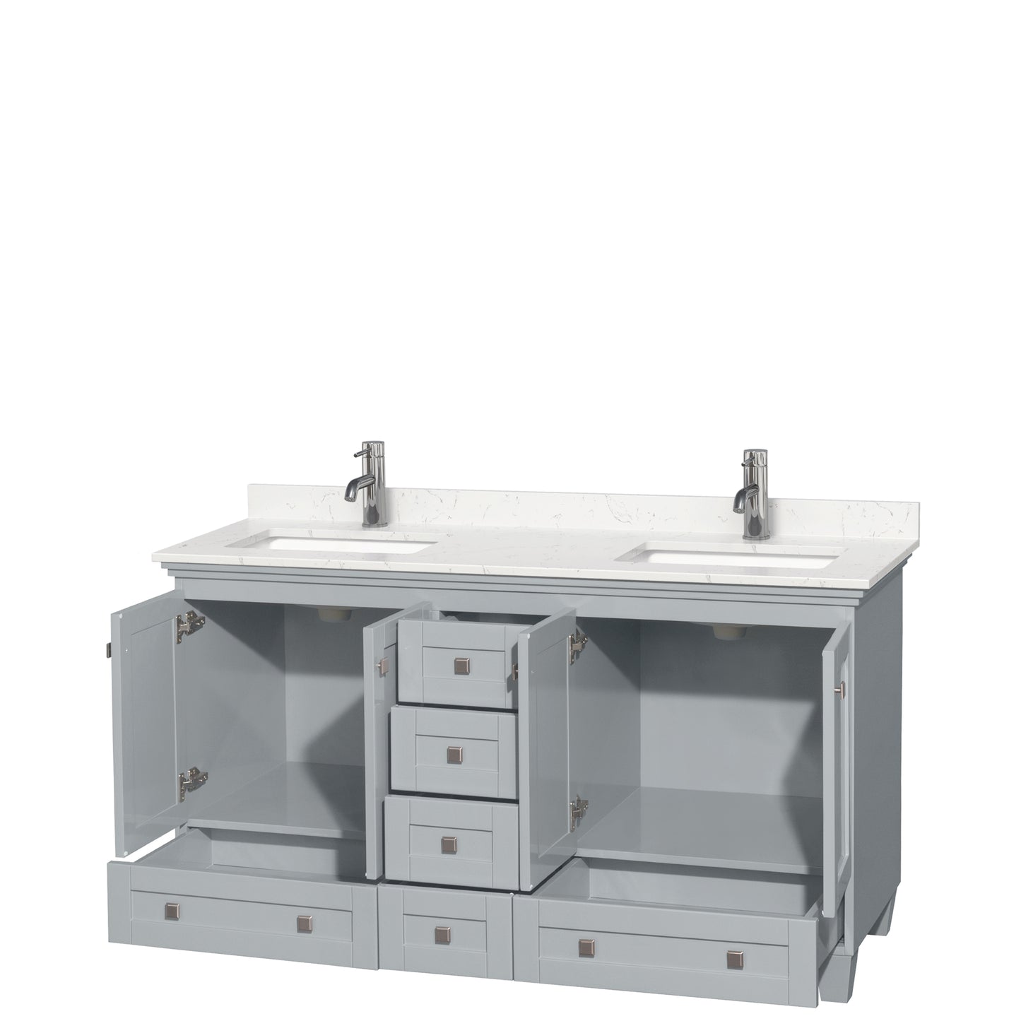 Acclaim 60" Double Vanity in Oyster Gray, Carrara Cultured Marble Top, Sinks