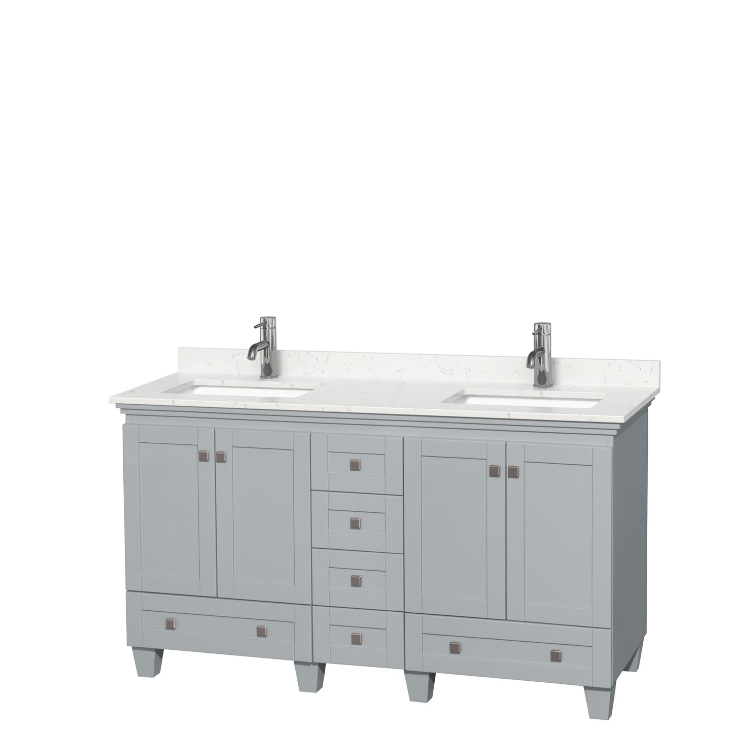 Acclaim 60" Double Vanity in Oyster Gray, Carrara Cultured Marble Top, Sinks