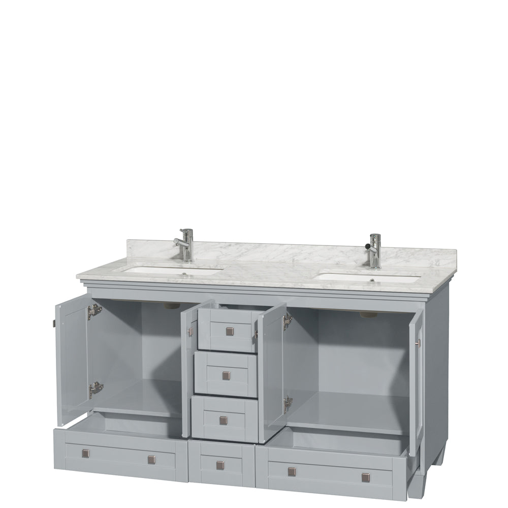 Acclaim 60" Double Vanity in Oyster Gray, Top, Square Sinks, No Mirrors