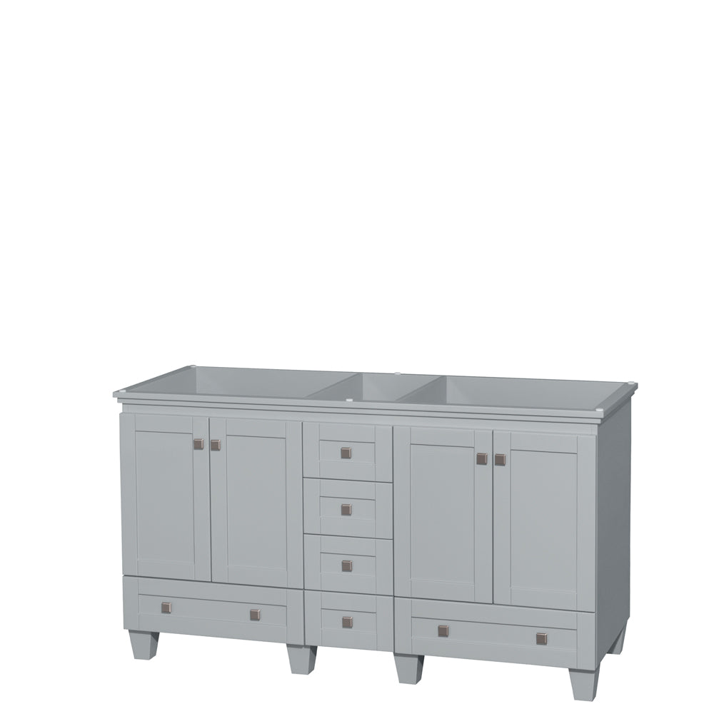 Acclaim 60" Double Vanity in Oyster Gray, No Top, No Sinks, No Mirrors