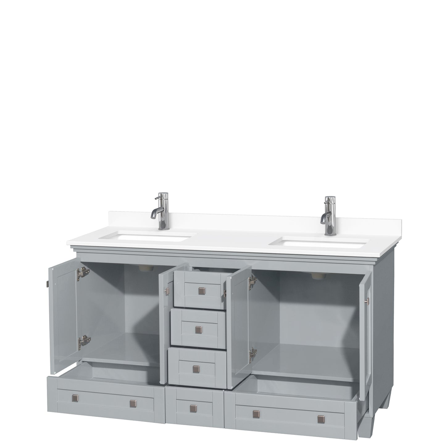 Acclaim 60" Double Vanity in Oyster Gray, White Cultured Marble Top, Sinks
