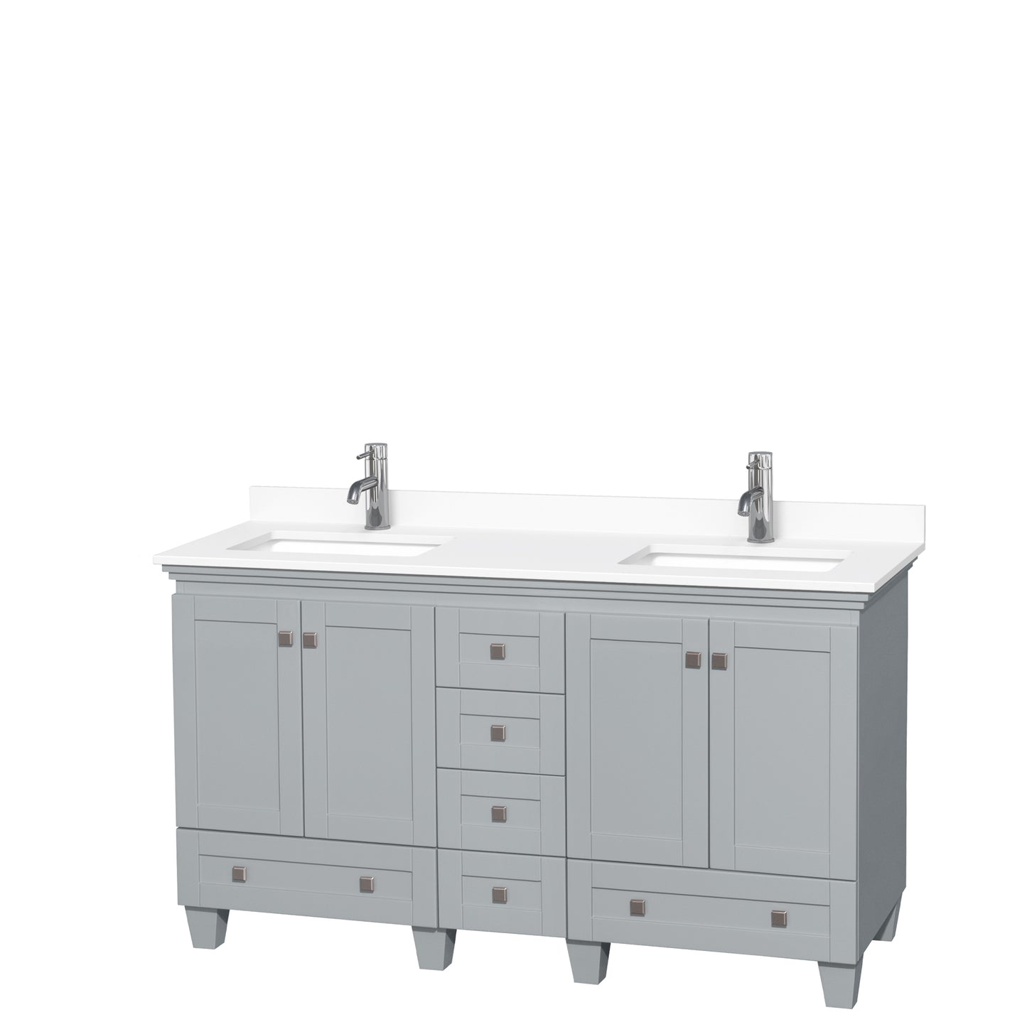 Acclaim 60" Double Vanity in Oyster Gray, White Cultured Marble Top, Sinks