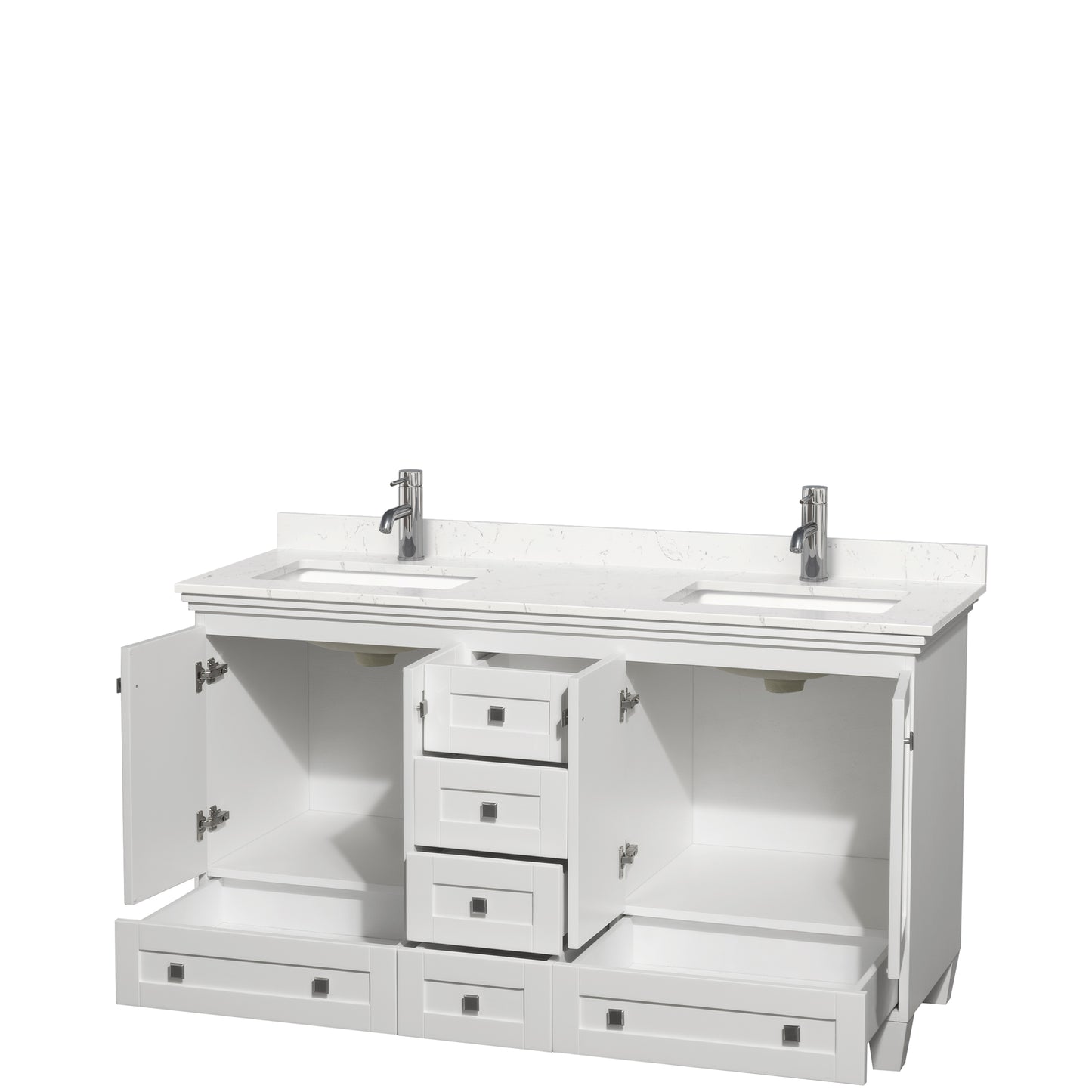 Acclaim 60" Double Vanity in White, Carrara Cultured Marble Top, Sinks