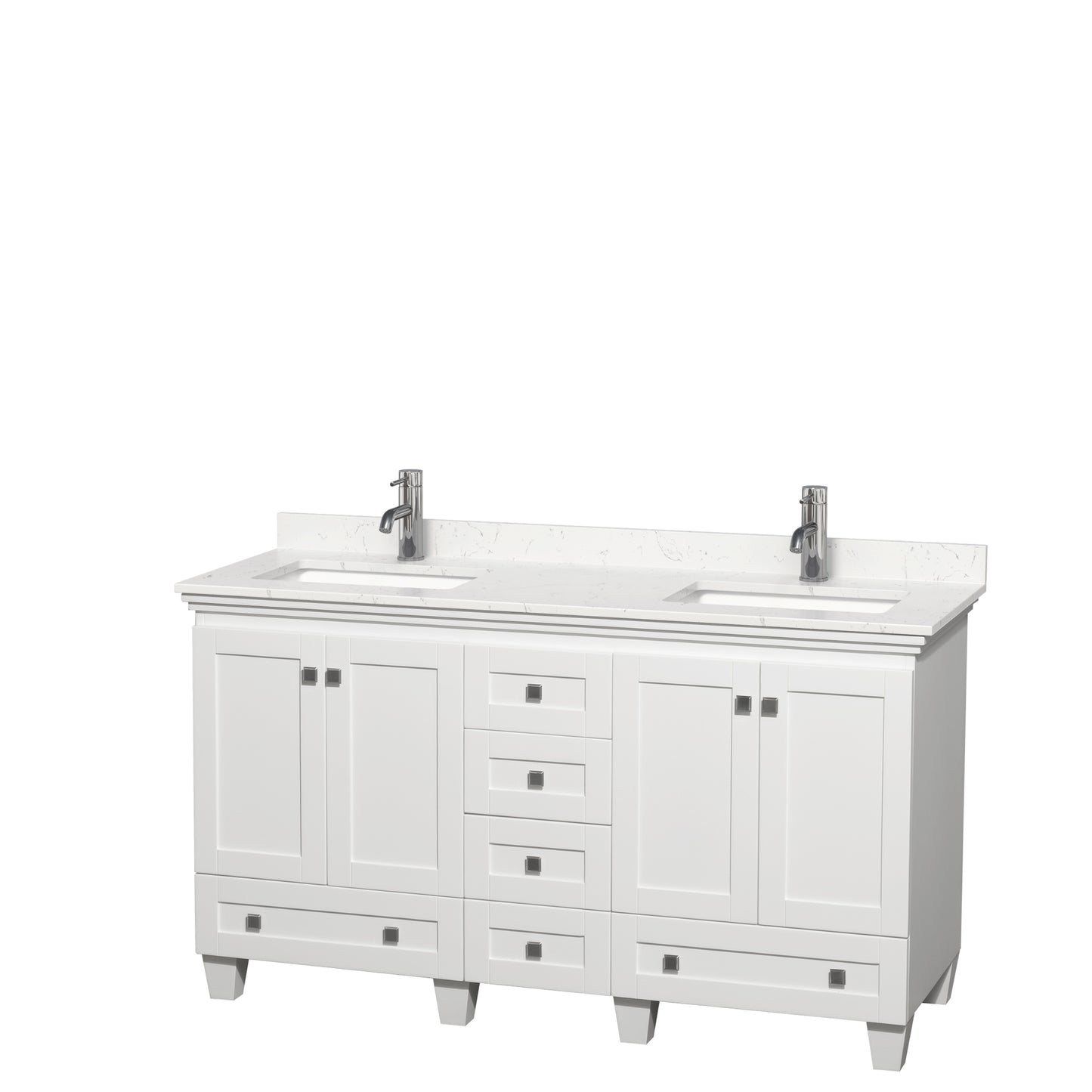 Acclaim 60" Double Vanity in White, Carrara Cultured Marble Top, Sinks