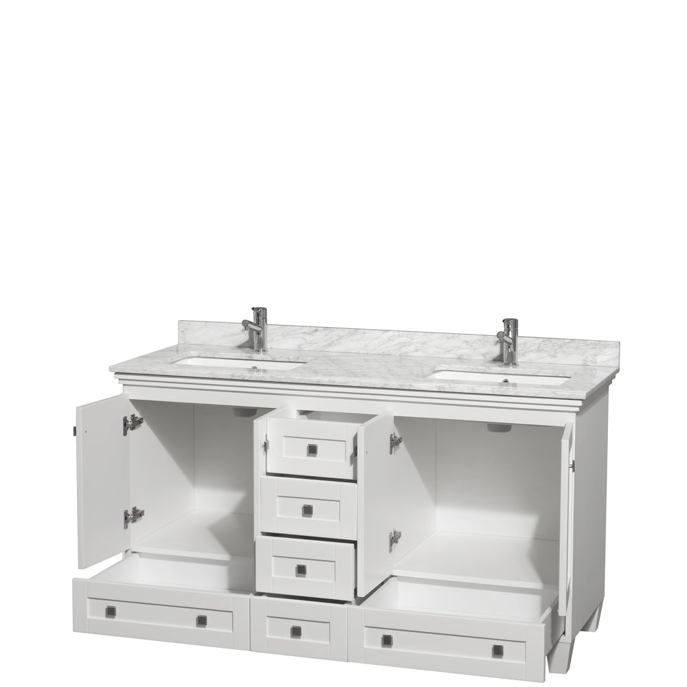 Acclaim 60" Double Vanity in White, Top, Square Sinks, No Mirrors