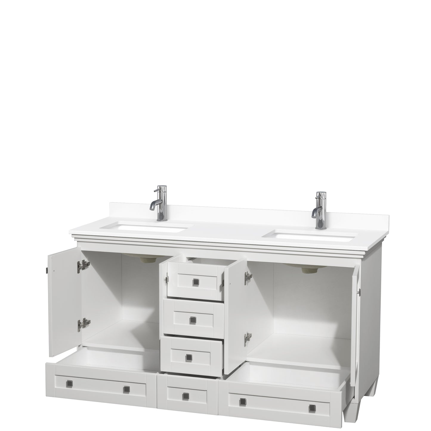 Acclaim 60" Double Vanity in White, White Cultured Marble Top, Sinks