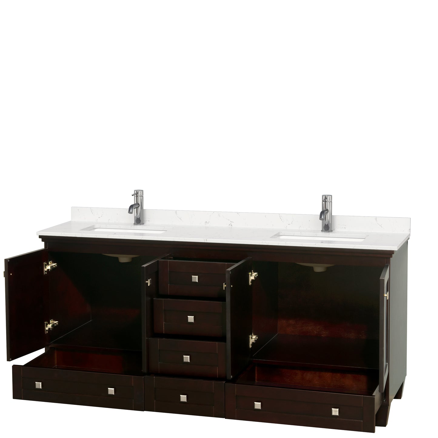 Acclaim 72" Double Vanity in Espresso, Carrara Cultured Marble Top, Sinks