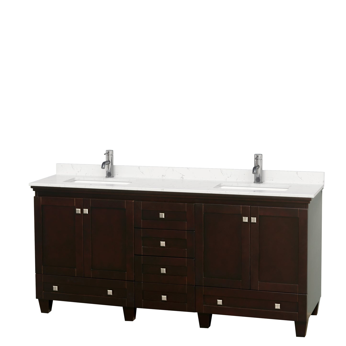 Acclaim 72" Double Vanity in Espresso, Carrara Cultured Marble Top, Sinks
