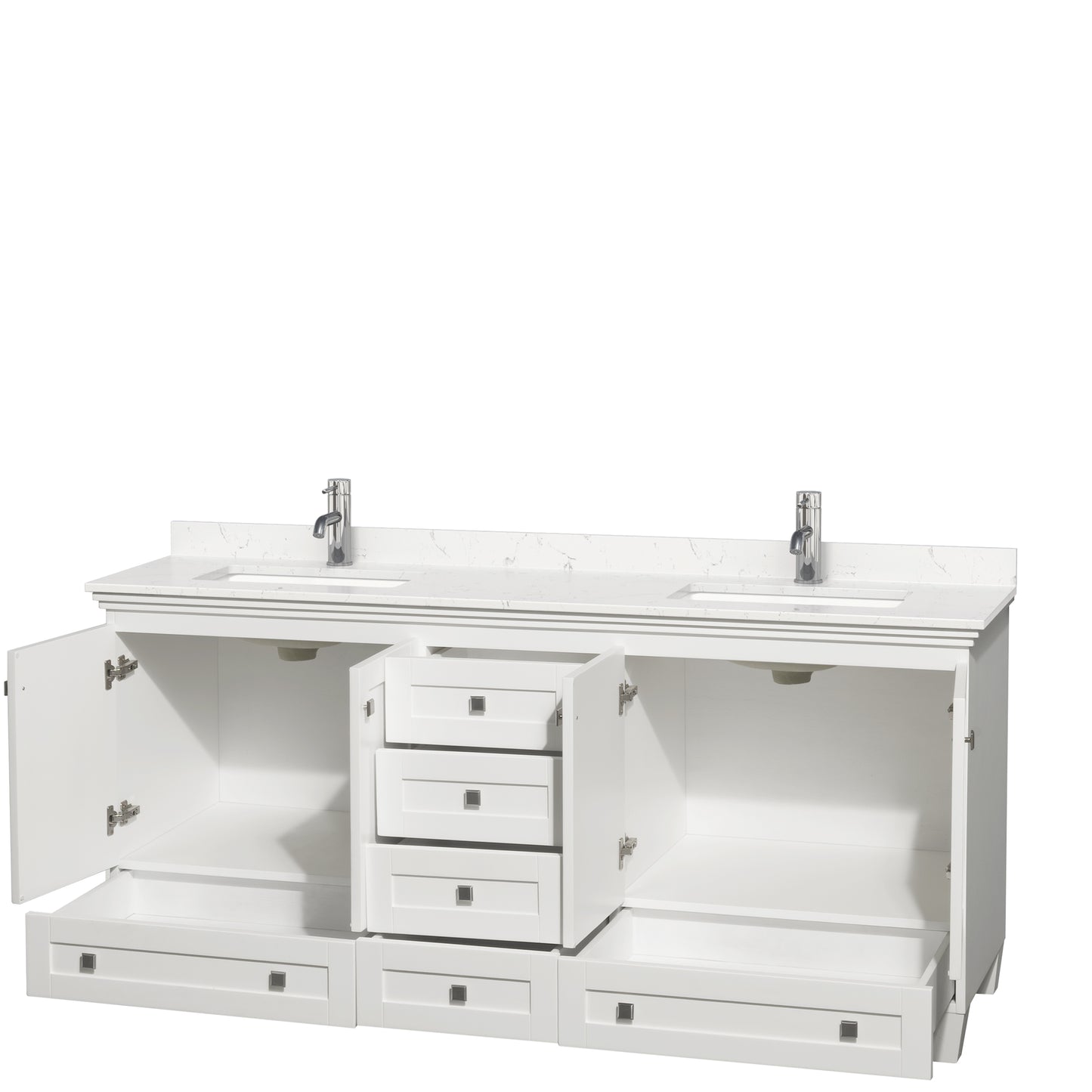 Acclaim 72" Double Vanity in White, Carrara Cultured Marble Top, Sinks