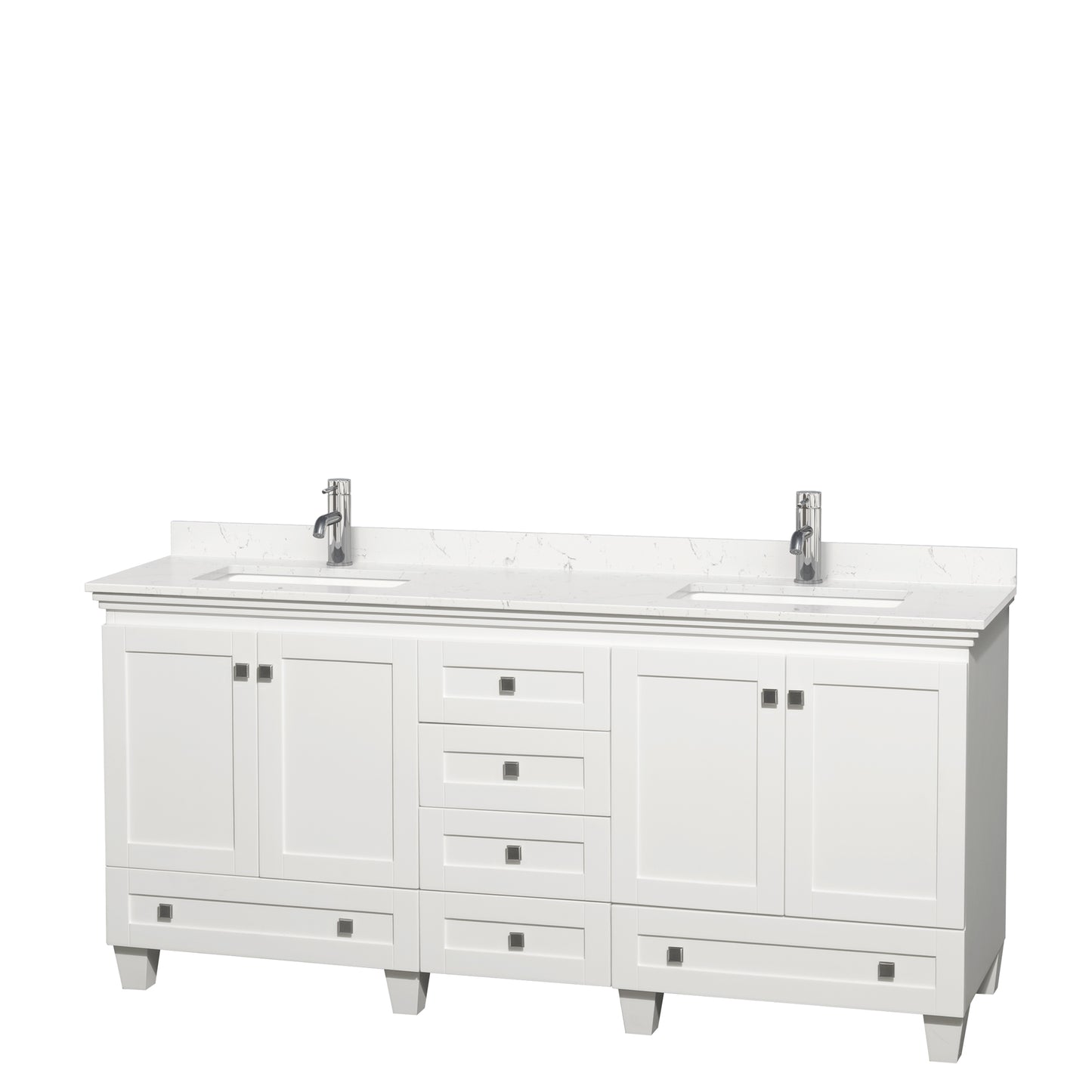 Acclaim 72" Double Vanity in White, Carrara Cultured Marble Top, Sinks
