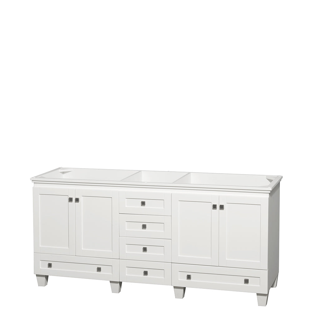Acclaim 72" Double Vanity in White, No Top, No Sinks, No Mirrors