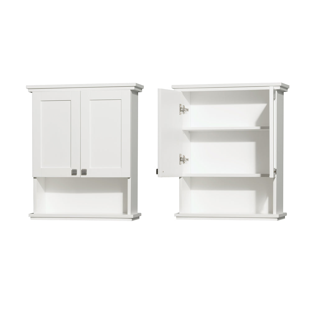 Acclaim Solid Oak Bathroom Wall-Mounted Storage Cabinet in White