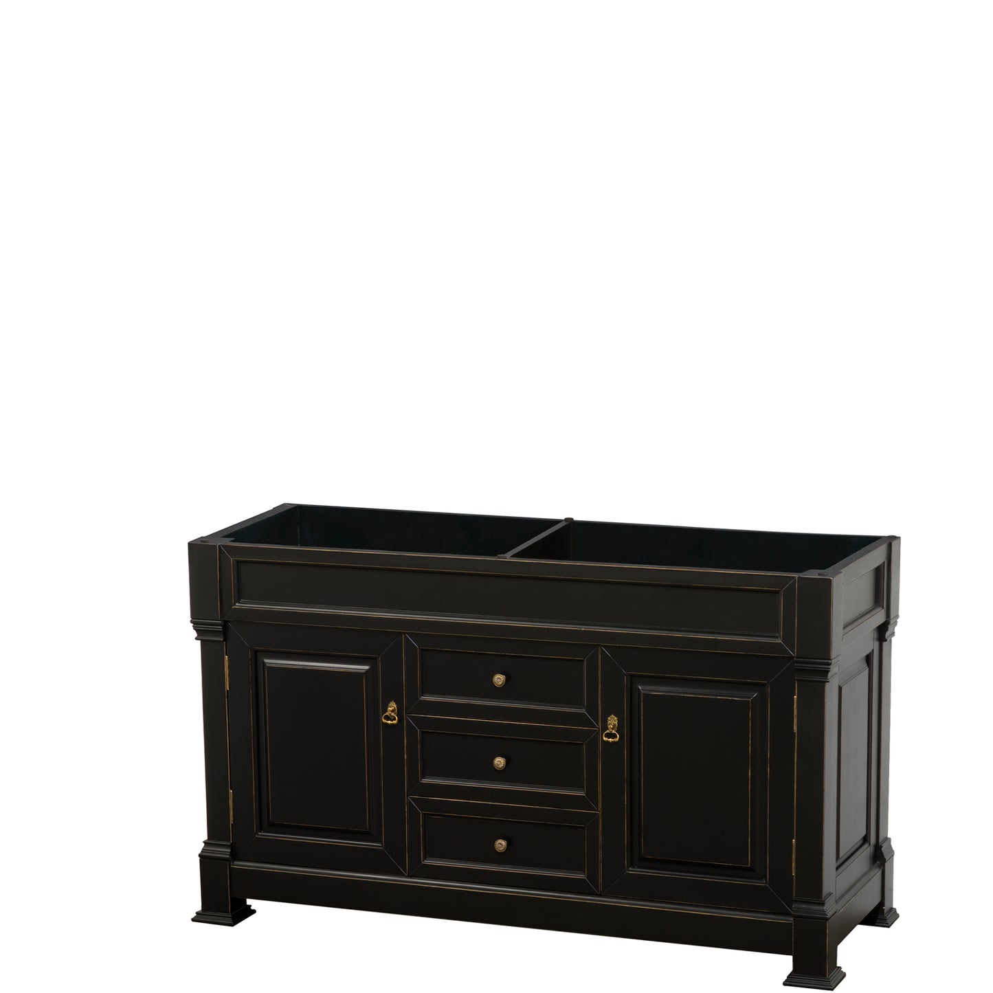 Andover 60" Double Vanity in Black, No Top, No Sink, No Mirror