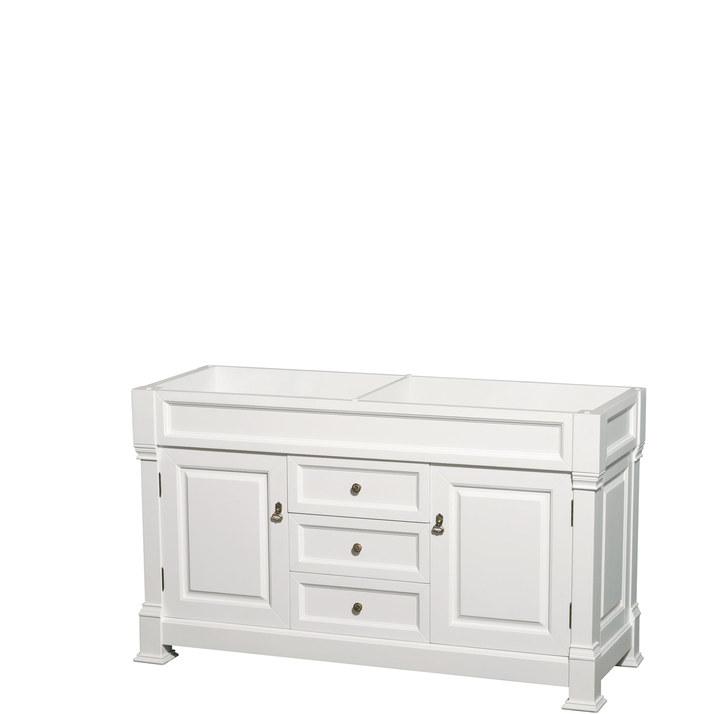 Andover 60" Double Vanity in White, No Top, No Sink, No Mirror