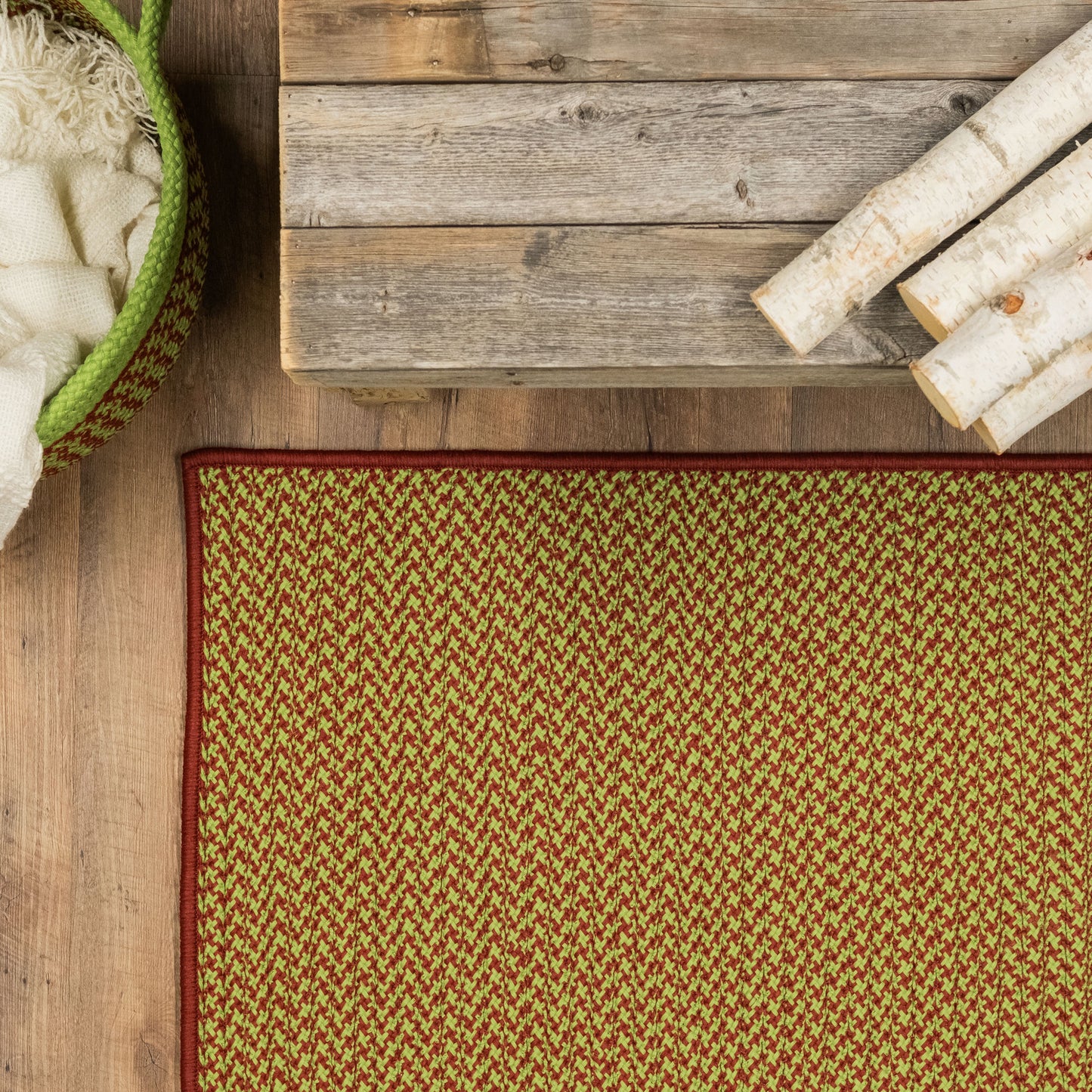 Holiday-Vibes Jumbo Houndstooth Basket - Vibe Green/Red 20"x20"x15"